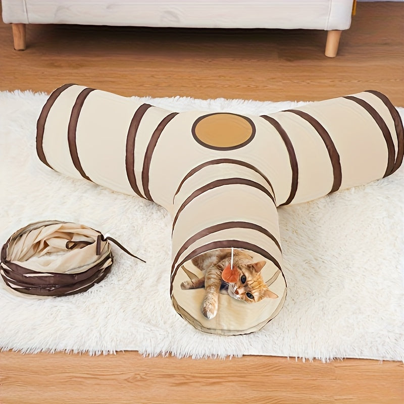 Tunnel de jeu pliable pour chat – Tunnel interactif pour animaux, rétractable et facile à ranger pour chats d'intérieur, tube de jeu bruissant pour chatons et chats adultes, utilisable toute l'année, rangement facile