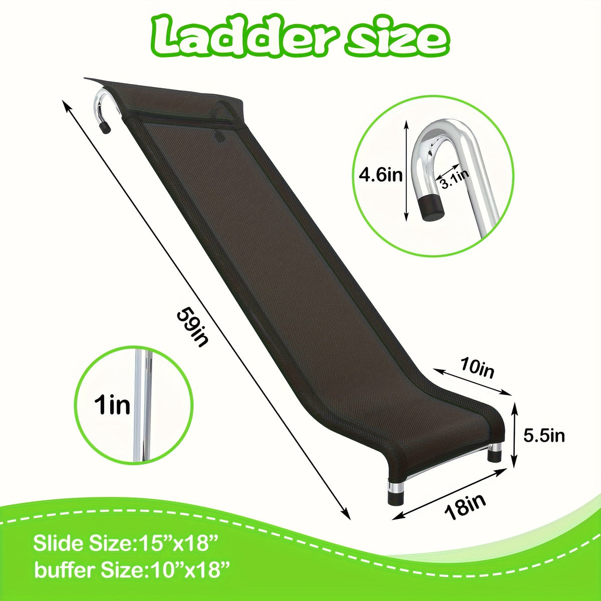 Kit échelle et toboggan pour trampoline, escalier de sécurité large à 2 marches, toboggan résistant aux déchirures, accessoires de trampoline universels en acier galvanisé PE pour enfants et adultes de 14 ans et plus, pour jeux en extérieur et jardin