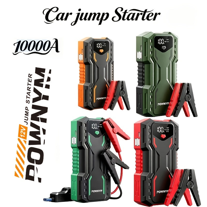 Démarreur de batterie 10000A 7-en-1 avec compresseur d'air 150PSI – Booster de batterie portable pour moteurs essence et diesel, pompe haute pression, kit d'urgence pour véhicule, batterie externe