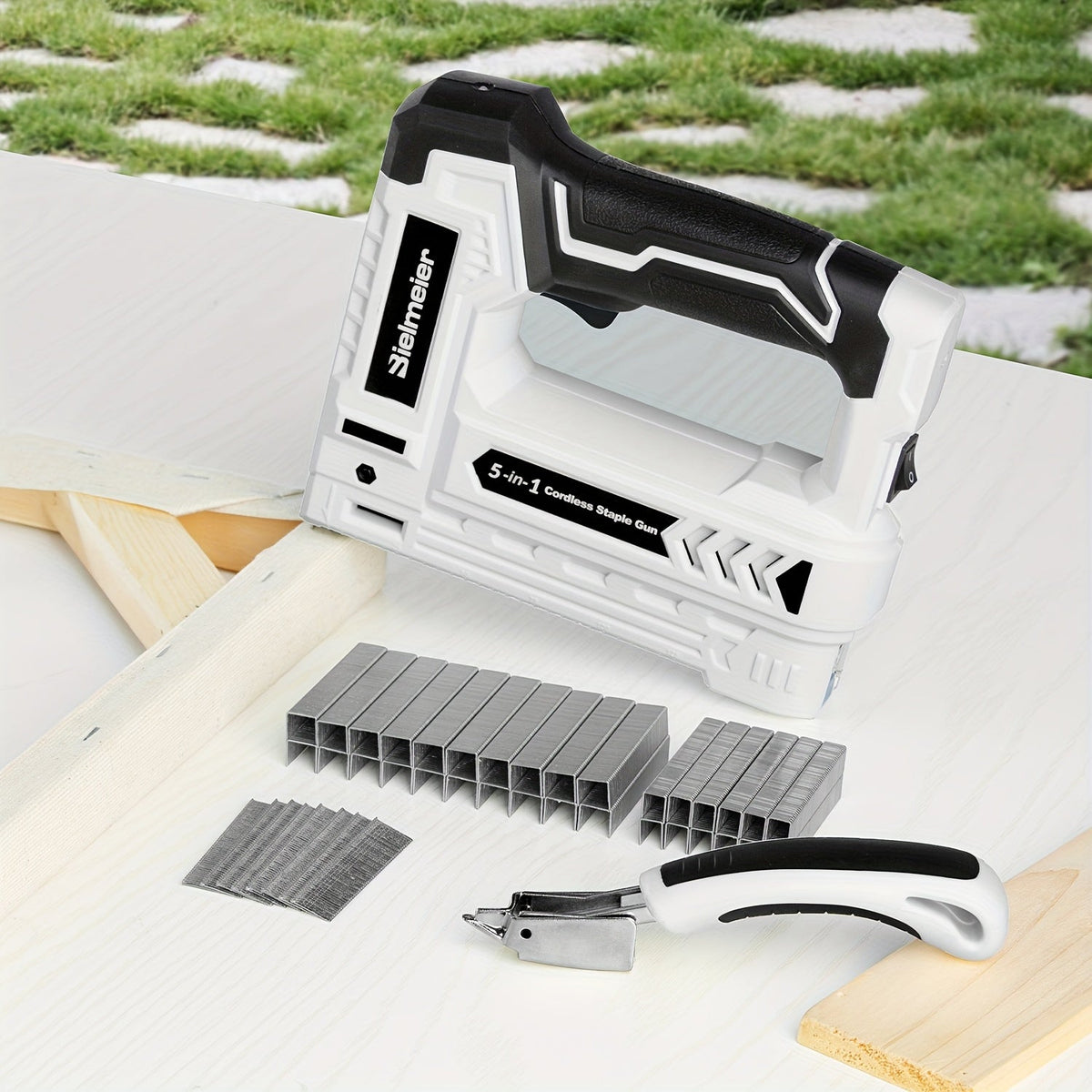 Cloueuse et agrafeuse sans fil 2 en 1 20V – Aucun compresseur nécessaire, batterie et chargeur inclus, dispositif de sécurité, 1600/2000 clous et agrafes pour la menuiserie, le rembourrage et le bricolage