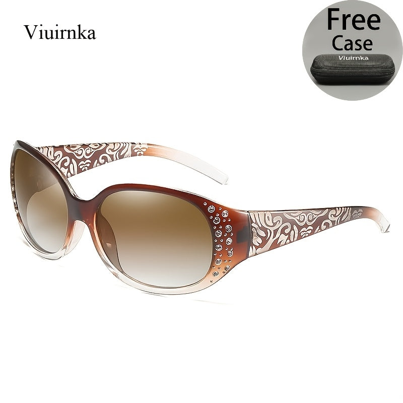 Lunettes de soleil œil-de-chat à strass pour femme – Lunettes avec protection UV et ornements floraux, monture légère pour la plage, la conduite, l'extérieur, le style urbain et les vacances, accessoire de mode tendance en cadeau