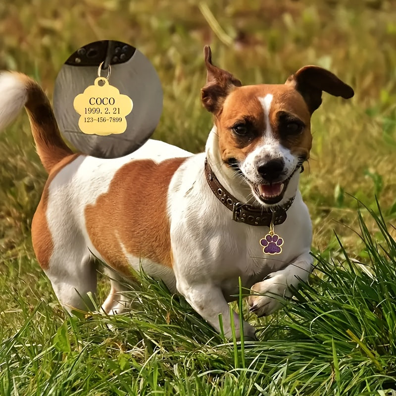 Médaillon d'identification pour chiens et chats gravé sur mesure – Plaque personnalisée en alliage avec nom et numéro de téléphone, accessoire durable anti-perte pour collier