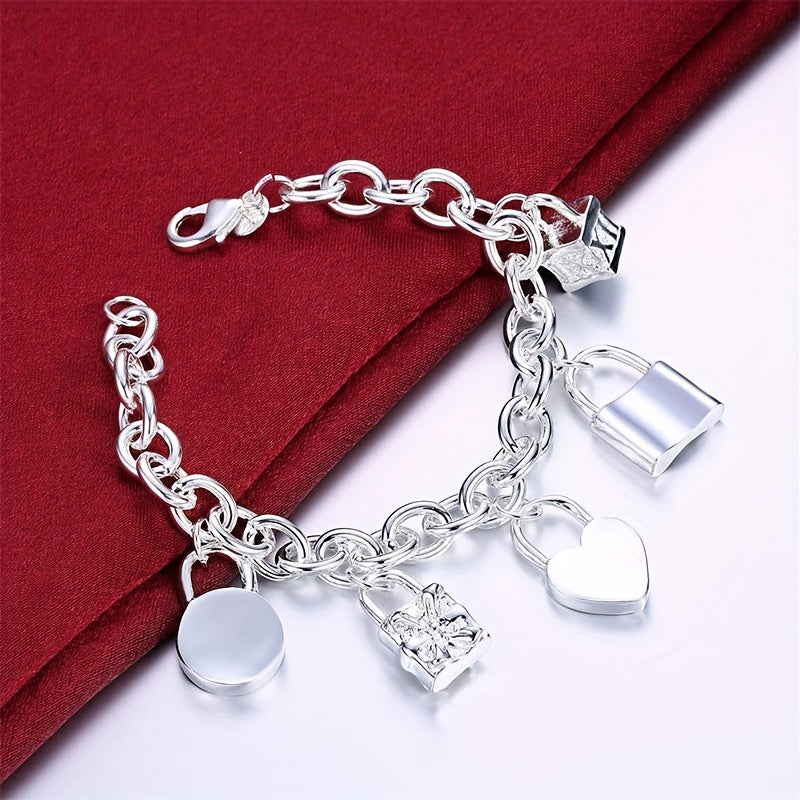 Bracelet avec pendentif en argent sterling 925 style coréen pour femme – Design tendance à maillons, hypoallergénique, 20 cm / 7,87 po, élégant au quotidien et cadeau idéal pour toutes les occasions