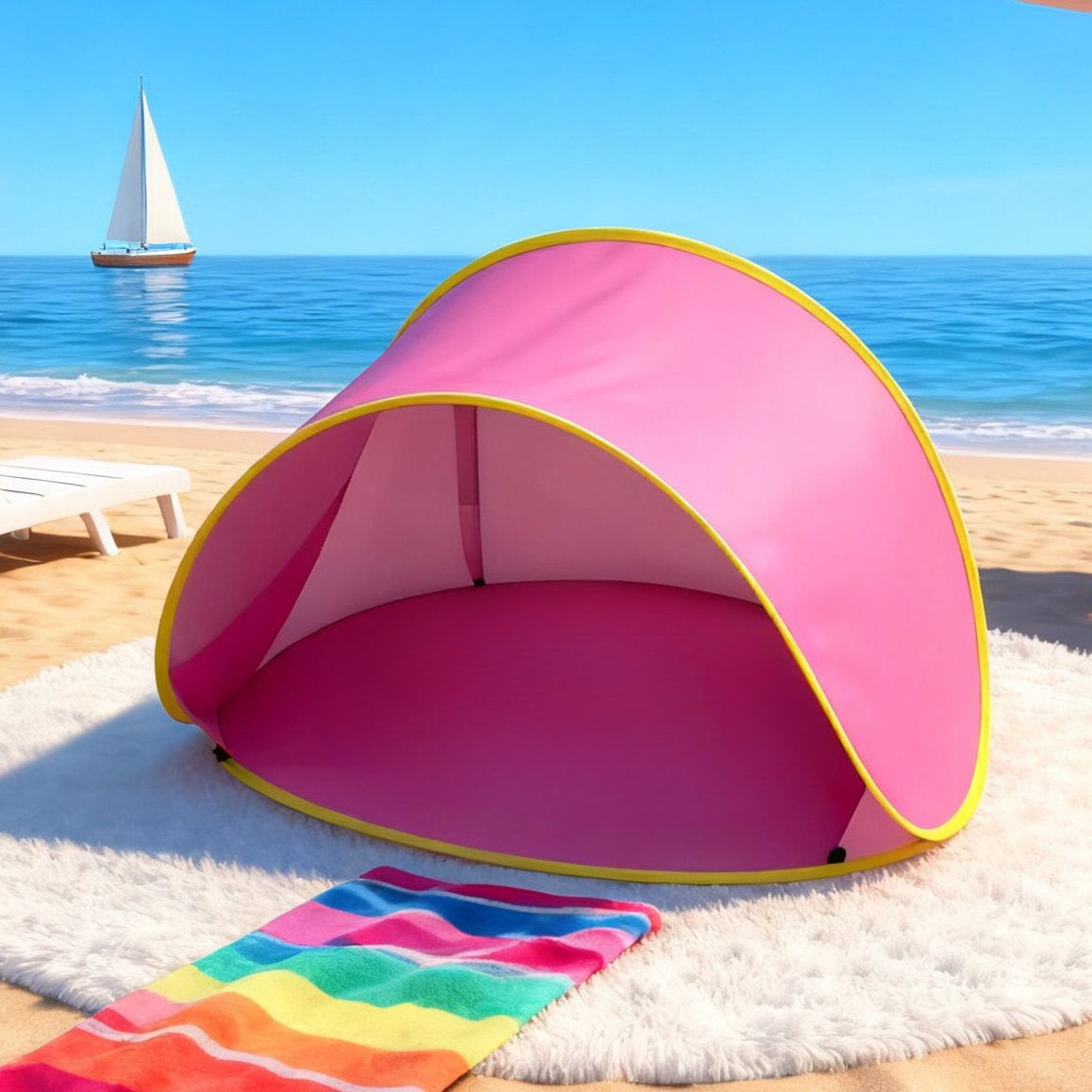 Tente de plage pop-up portative – Abri solaire anti-UV à installation rapide, ultra-léger (moins de 50 g/m²) pour la plage, la randonnée, le camping, les voyages en famille, parasol et auvent d'extérieur