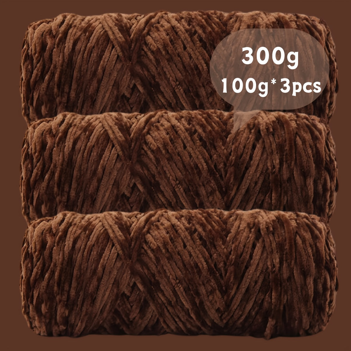 Fil chenille velours, lot de 3 pelotes de 300 g (3 x 100 g), laine douce et épaisse pour tricot et crochet, 47 couleurs, idéal pour débutants, artisanat de luxe pour pulls, écharpes, bonnets, poupées, sacs, amigurumi et projets DIY