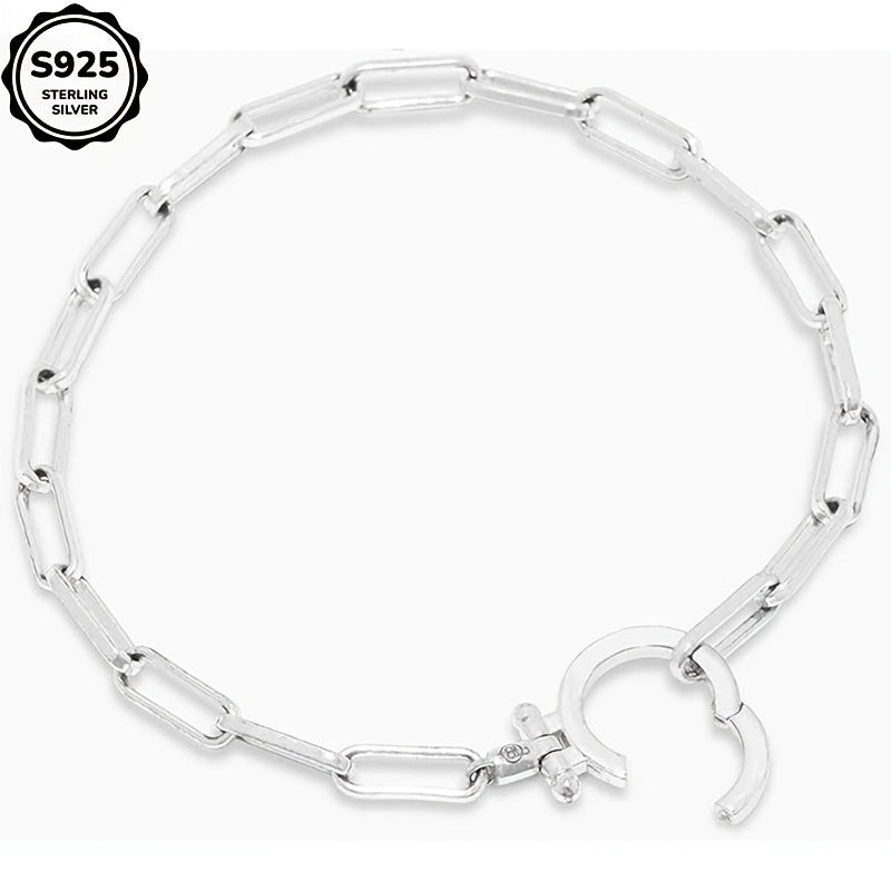Bracelet maillons Parker en argent sterling 925 pour femme - Chaîne trombone avec boucle iconique, bracelet bohème élégant et luxueux, cadeau pour femme, maman, amie - Saint-Valentin, Noël, anniversaire