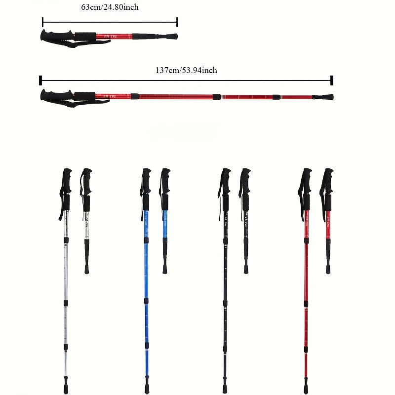 Bâton de randonnée pliable en alliage d'aluminium réglable avec verrouillage rapide pour hommes et femmes – Bâton de marche léger et rétractable pour la randonnée, le trekking et la marche sur sentier, accessoires d'extérieur