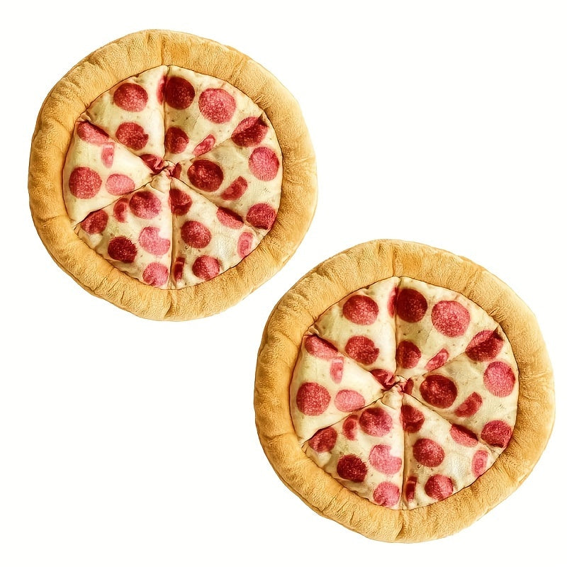 Jouet pour chien en peluche Pizza au pepperoni qui fait du bruit – Jouet à mâcher interactif et doux en polyester avec sifflet pour toutes les races, jouet amusant pour chien sur le thème de la nourriture pour chiots et chiens adultes