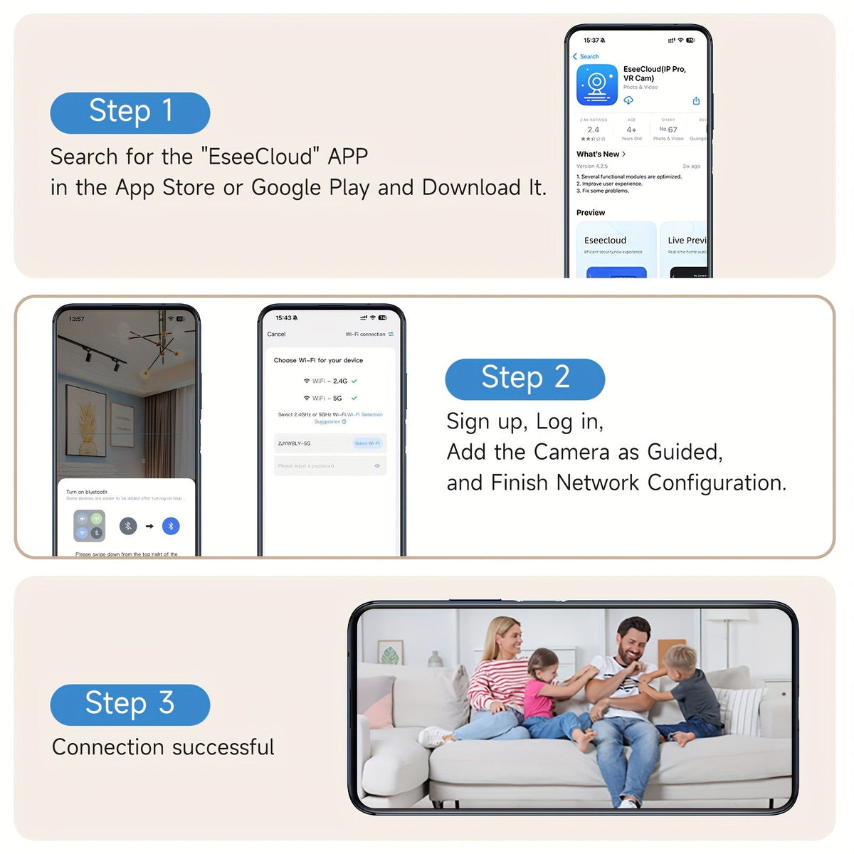 Lot de 2 caméras de sécurité WiFi 2K QHD PTZ panoramique 355° – Double bande 2,4 G/5 G, détection de mouvement par IA, vision nocturne couleur, audio bidirectionnel, stockage cloud et carte SD, babyphone, caméra de surveillance intérieure