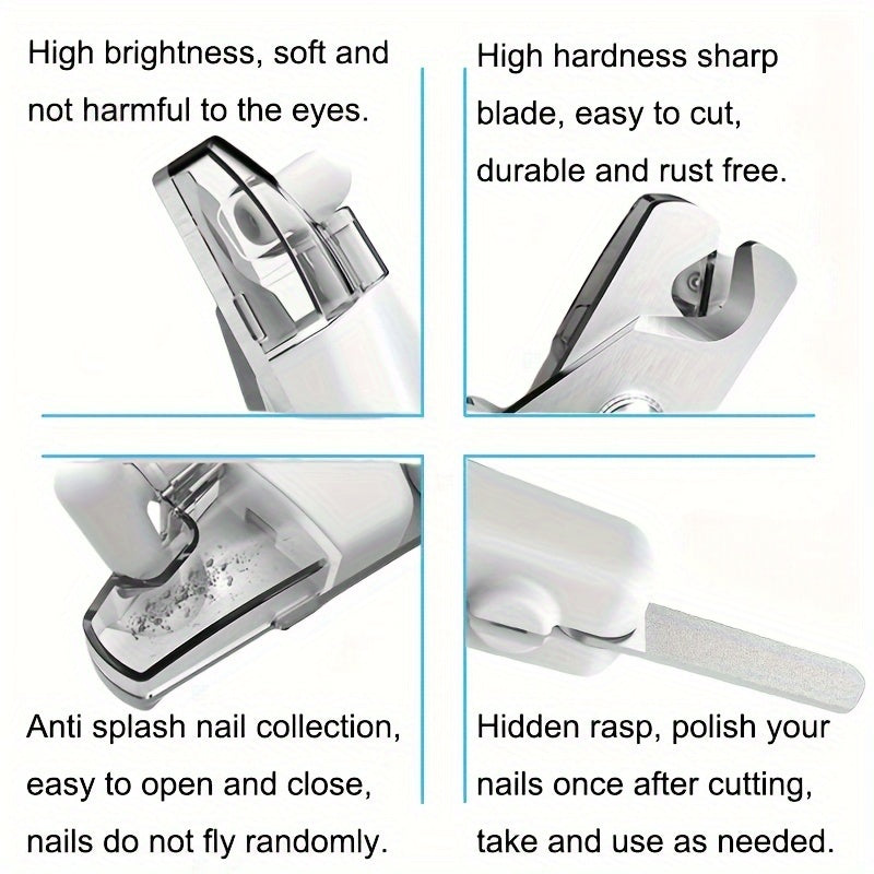 LED Pet Nail Clippers USB Rechargeable β Cat & Dog Nail Scissors with Built-In Light, Nail File & Anti-Splash Guard, Professional Precision Grooming Tool for Safe At-Home Pet Nail Trimming