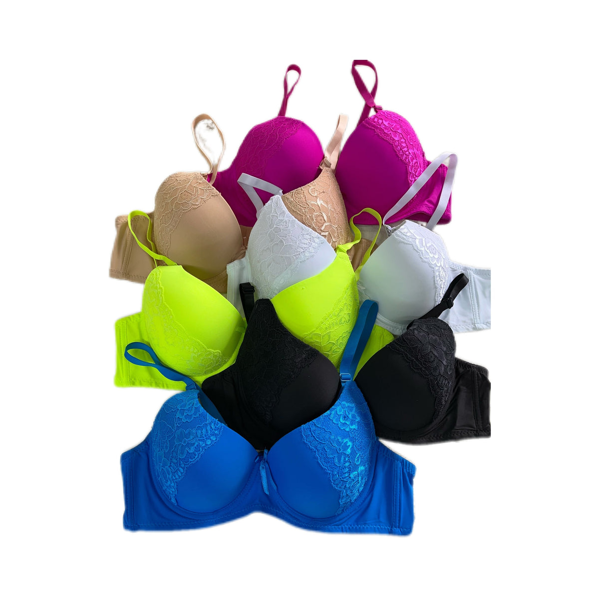 Lot de 6 soutiens-gorge T-shirt pour femme, multicolores, sans armatures, sans coutures, confort au quotidien, bonnets B C D DD, tailles 30A à 42DD