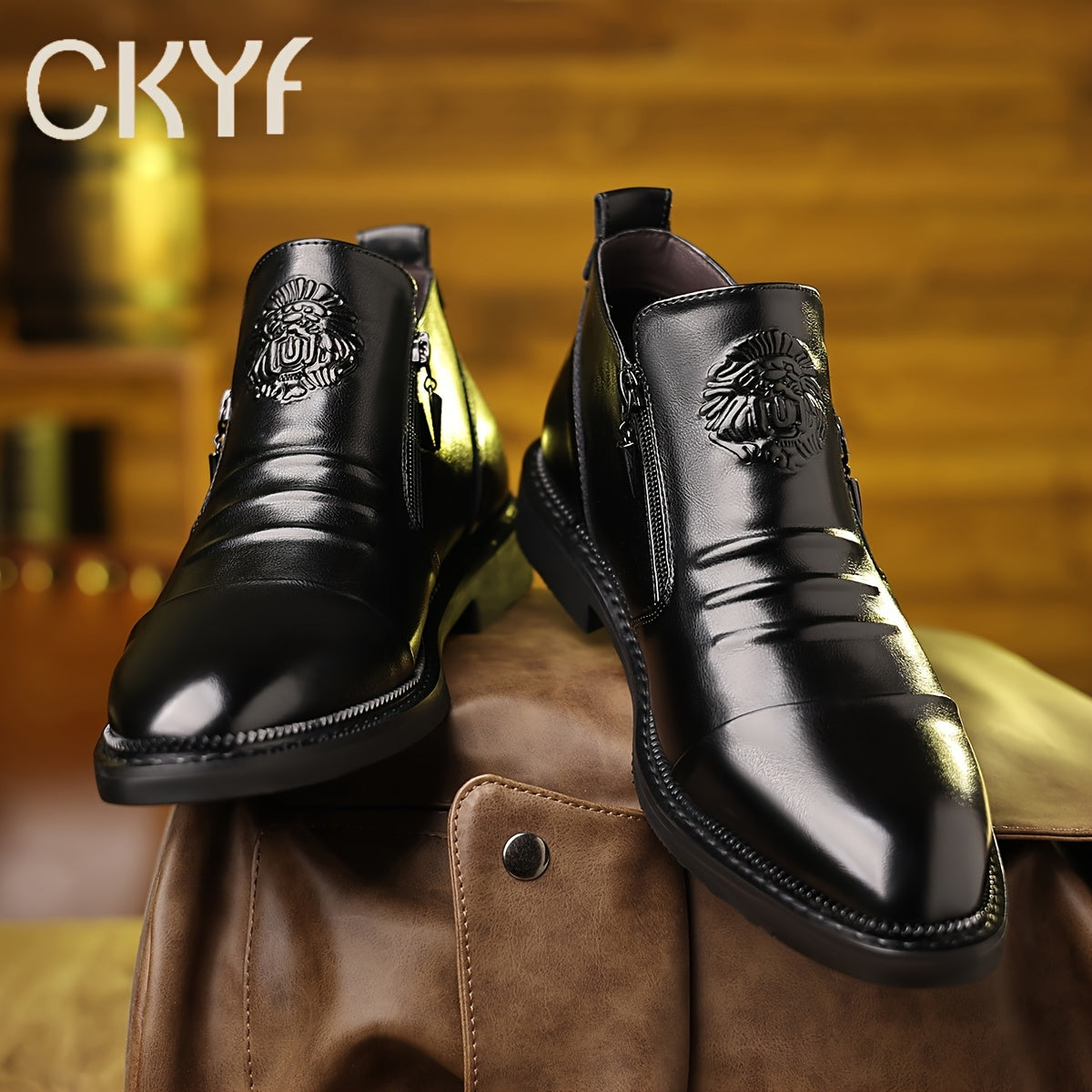 Bottines Chelsea pour homme en cuir gaufré – Style habillé décontracté à enfiler, noir et marron, pointures larges US 8-13,5, semelle confortable antidérapante, parfaites pour le travail, le bureau et le quotidien