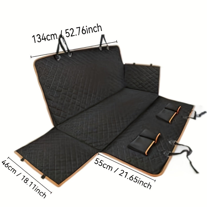 Housse de siège auto pour chien avec 4 poches - Coussin de siège imperméable et antidérapant pour chiens moyens et grands, housse de siège arrière intégrale anti-taches, tapis de voiture universel pour chien, noir