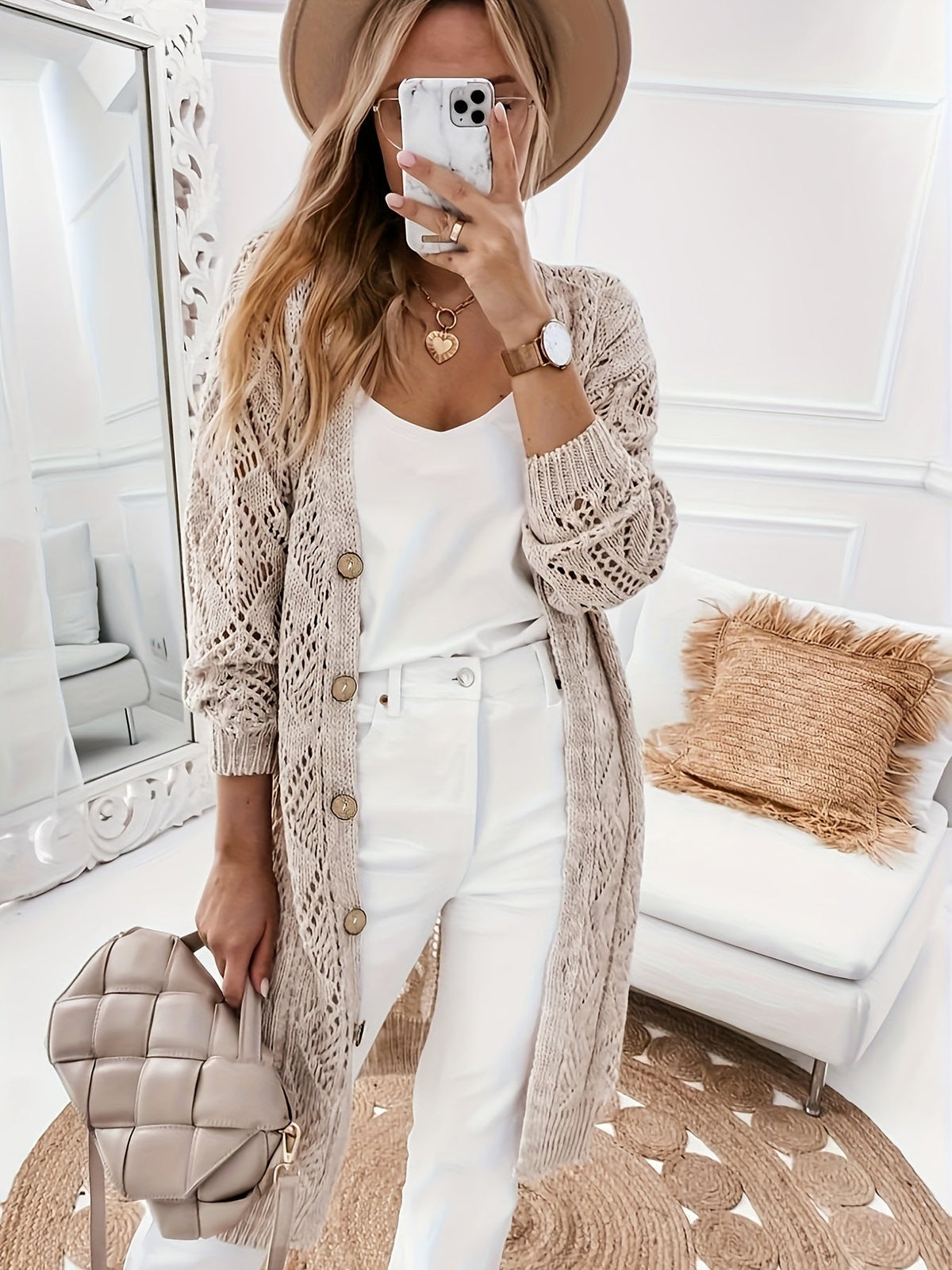Gilet en tricot ouvert pour femme, manches longues, coupe ample drapée | Haut à col en V, épaules tombantes, idéal pour la superposition automne-printemps, abricot noir S M L XL XXL