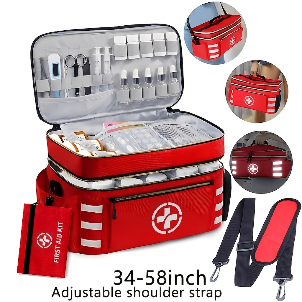 Sac de rangement pour médicaments, trousse de premiers secours – Boîte organisatrice de médicaments pour la maison avec panier de rangement, sac de secours pour la maison et les voyages, cadeau idéal pour les fêtes