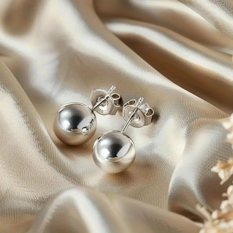 Boucles d'oreilles puces en argent sterling S925, 10 mm, design minimaliste et simple, hypoallergéniques, bijoux de piercing pour usage quotidien, cadeau pour femmes et filles