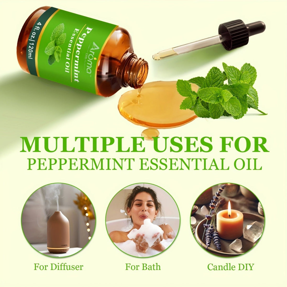 Huiles essentielles 100 % naturelles 118 ml – Lavande, eucalyptus, encens, menthe poivrée, citron, orange douce pour diffuseur, aromathérapie, savon, bougie, huile corporelle