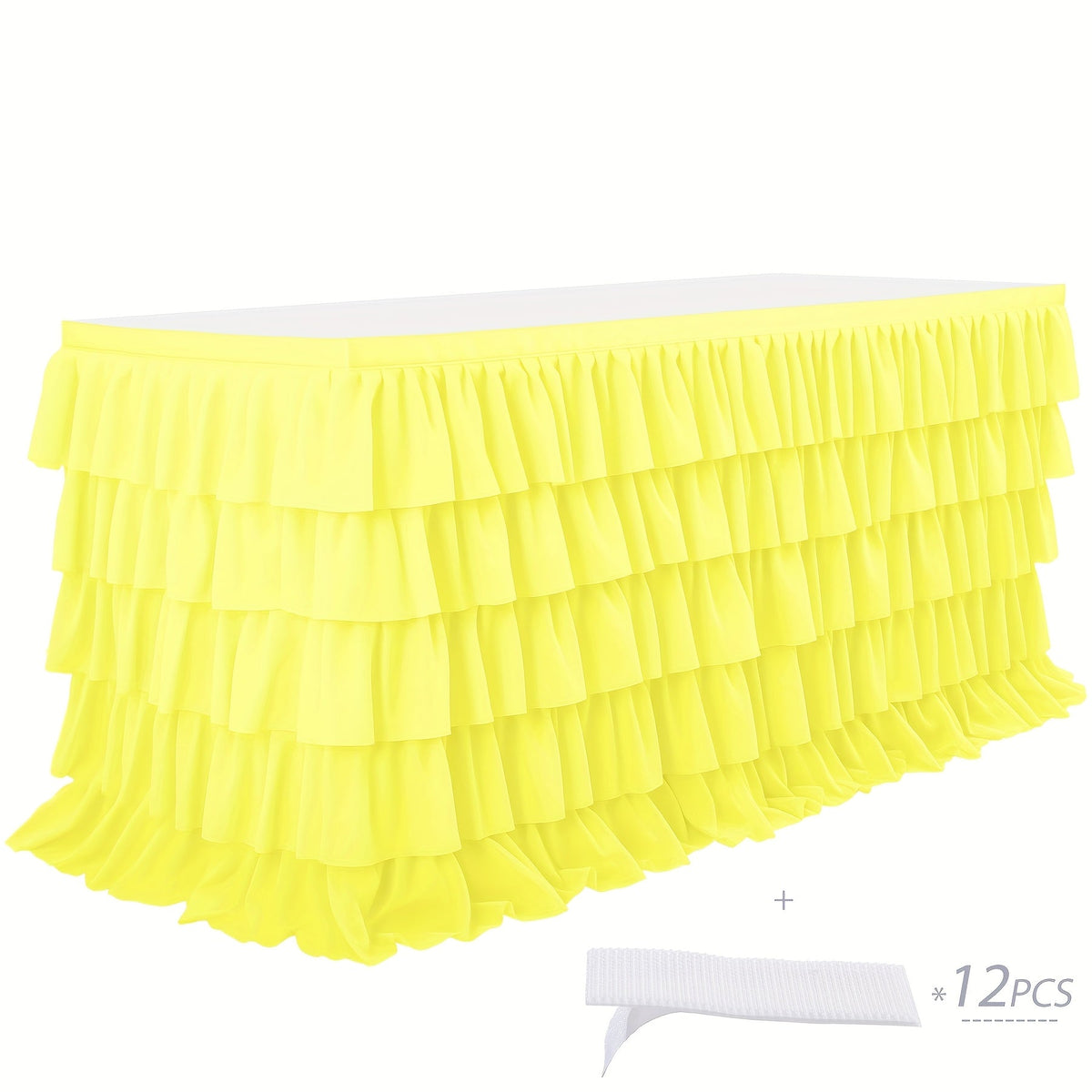 6ft Tulle Tutu Table Skirt β Chiffon Ruffle Table Skirting for Birthday Party, Wedding, Bridal Shower, Girls Party & Holiday Decor β Easy Hook & Loop Install, 12 Colors (72"L x 30"H)