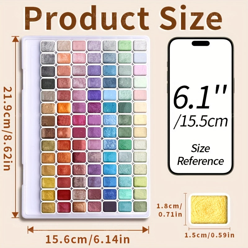 Ensemble de 98 aquarelles métallisées scintillantes, pigments perlés de qualité supérieure avec étui portable, haute résistance à la lumière pour illustration sur toile, scrapbooking, décoration, fournitures d'art pour artistes et amateurs.