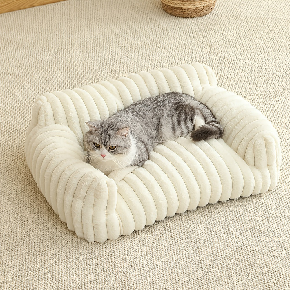 Canapé-lit pour chat - Maison pour chat douce, confortable et respirante pour grands, moyens et petits chats, joli panier de couchage en peluche adapté à toutes les saisons, transat pour chat d'intérieur et nid de repos douillet