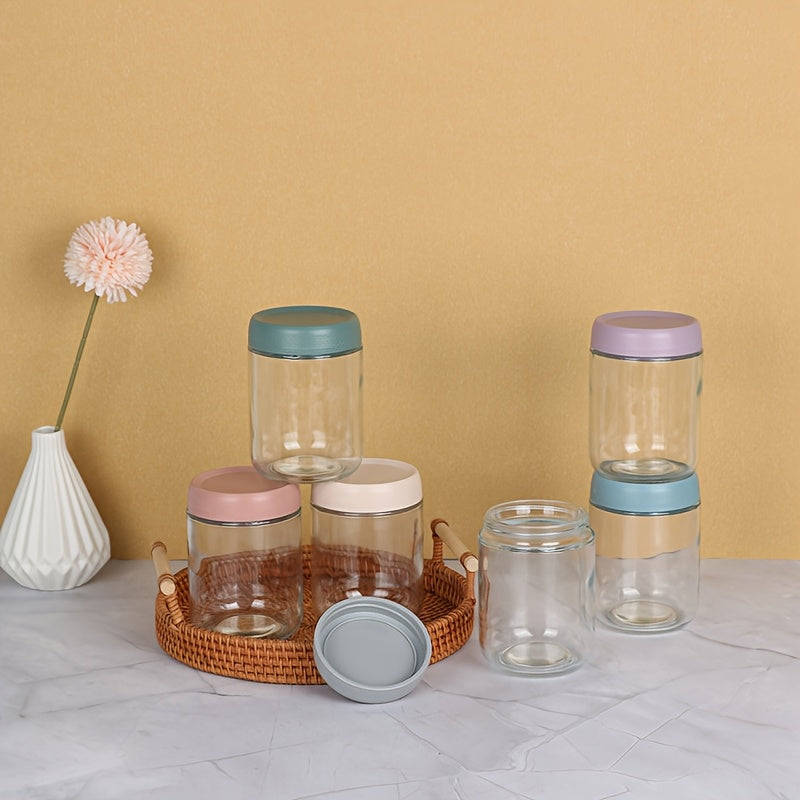 Lot de 6 bocaux Mason en verre de 475 ml avec couvercles hermétiques – Récipients à large ouverture pour avoine de nuit, bocaux de conservation pour préparation de repas, yaourt, salade, snacks, épices, sucre – Ensemble de rangement de cuisine sans BPA