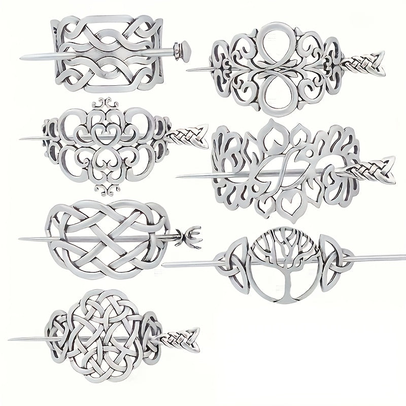Lot de 7 pinces à cheveux Viking arbre de vie celtique – Accessoires de coiffure vintage style nordique bohème pour femmes et filles, cadeau bijoux