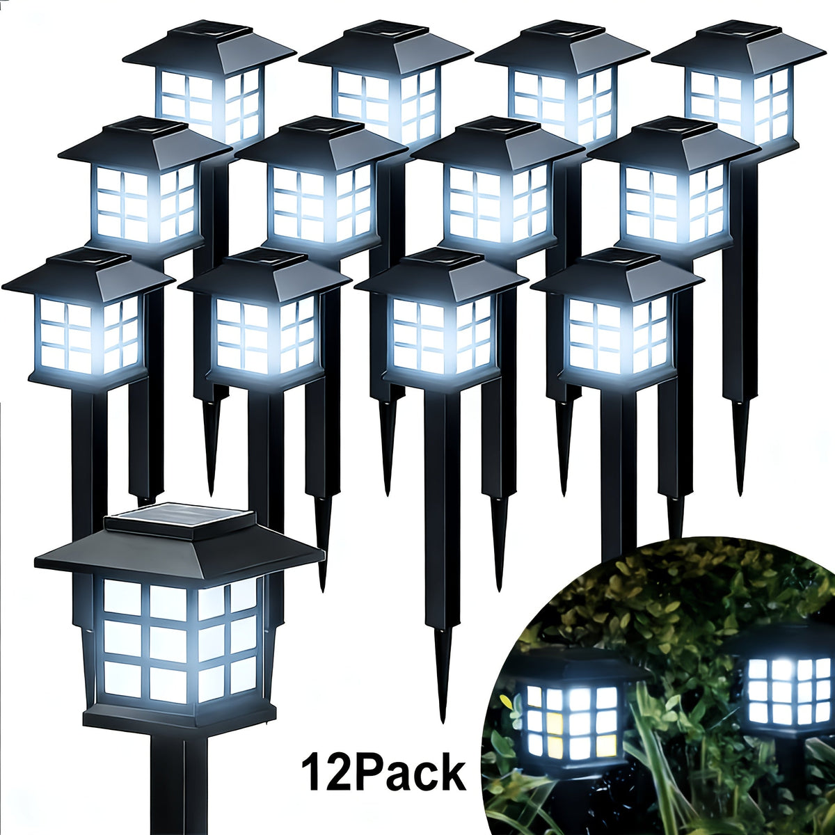 Lampes solaires d'extérieur à LED pour allée de jardin, éclairage paysager étanche IP44 pour trottoir, allée, pelouse, cour – Blanc chaud, lot de 6, 12 ou 24 – Décoration de Noël et de fêtes