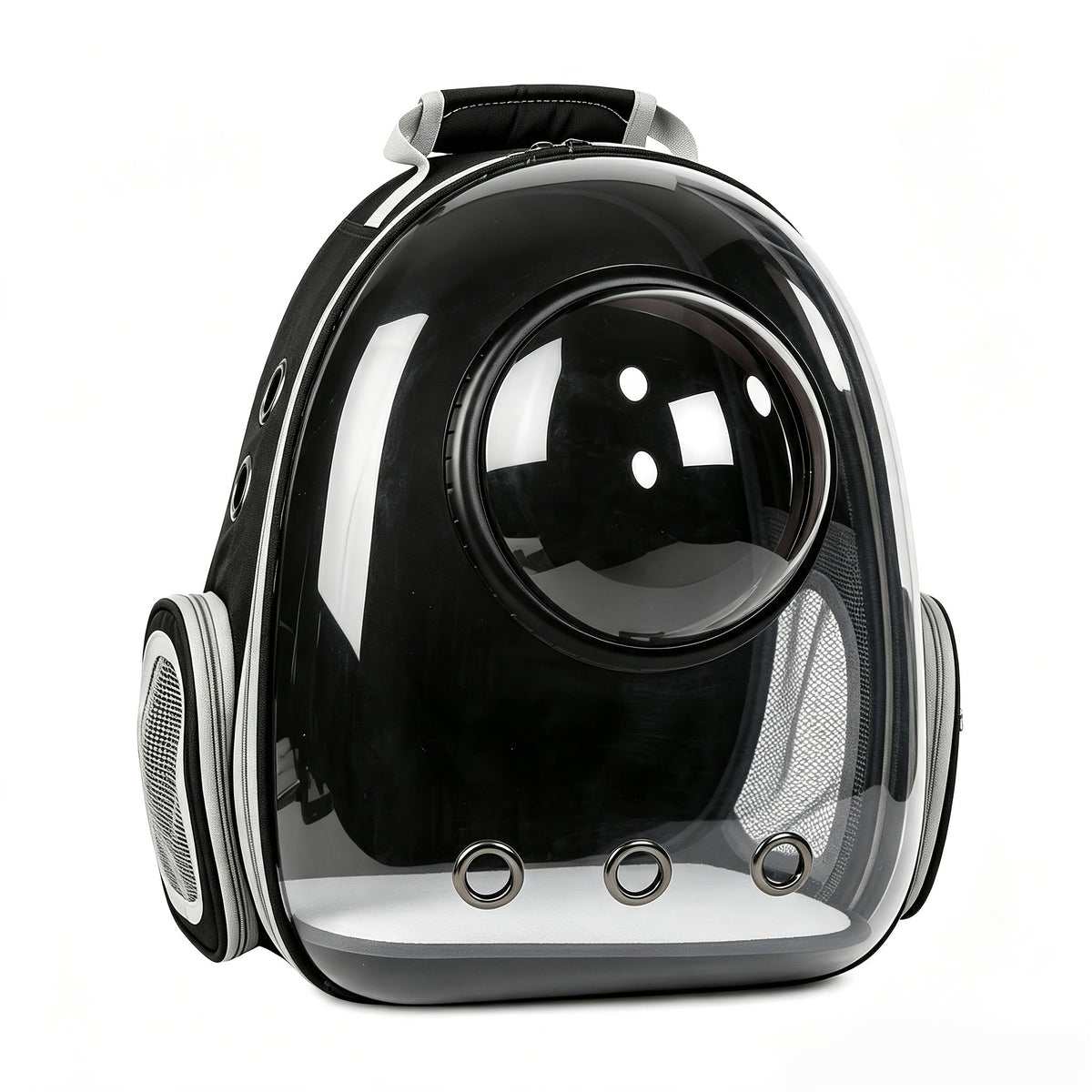 Sac à dos transporteur pour chat type capsule spatiale - Sac de transport portable pour chats et petits chiens avec fenêtre transparente, idéal pour les voyages, la randonnée et les sorties - Sac à dos bulle pour chat, noir