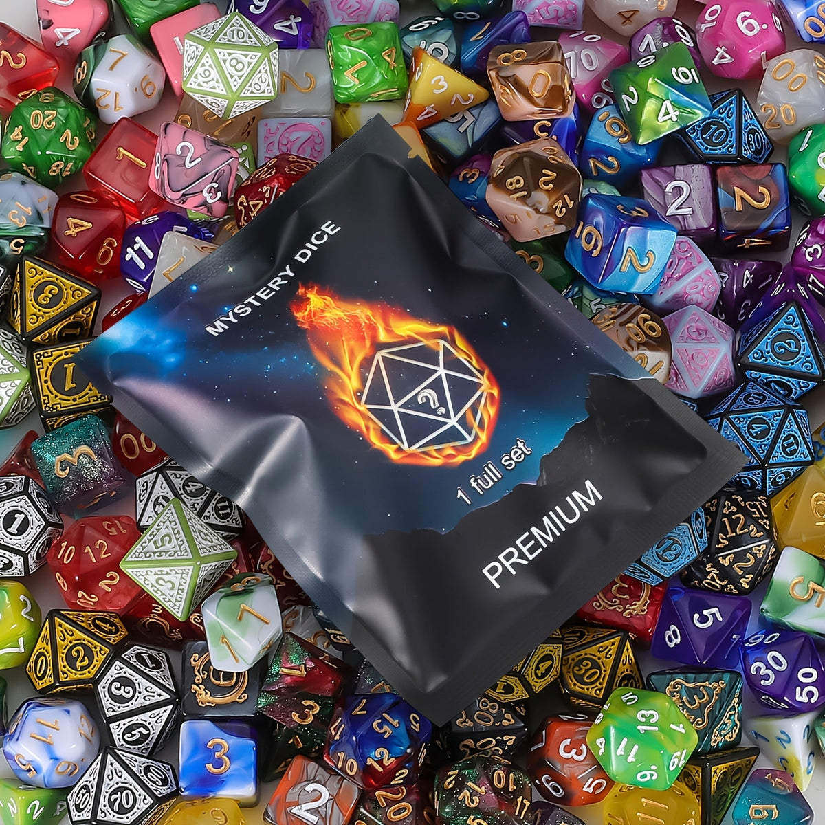 Set de dés polyédriques pour JDR avec sac en velours, 7 dés en acrylique pour Dungeons & Dragons, MTG, jeux de plateau, set complet D20 D12 D10 D8 D6 D4, cadeau idéal pour Halloween, Noël ou un anniversaire