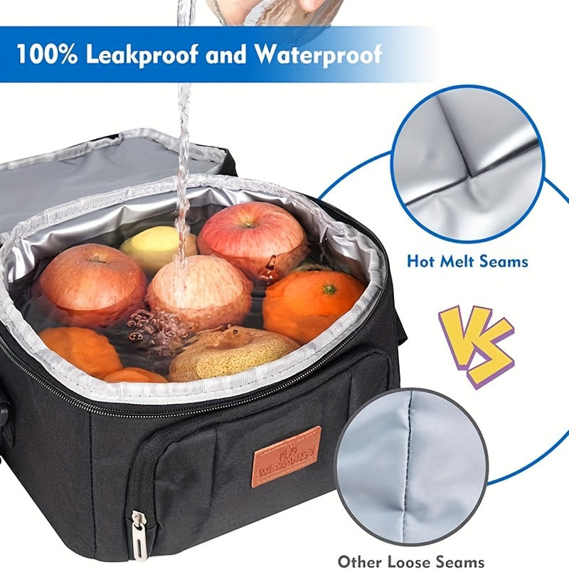 Sac à déjeuner isotherme en tissu Oxford – Sac thermique portable pour le travail, l'école et les pique-niques – Sac à lunch polyvalent pour collations, plats à emporter et préparation de repas – Étanche et réutilisable, 4 couleurs