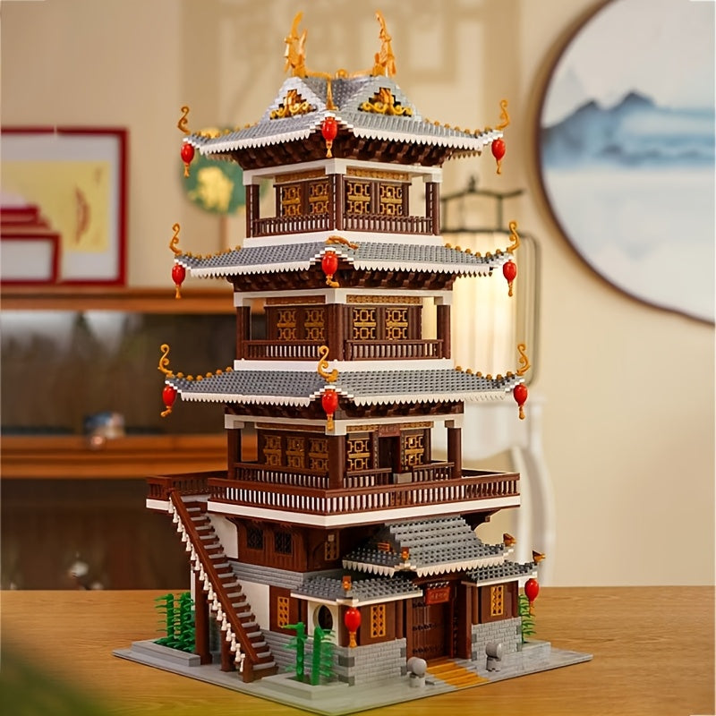 Ensemble de 6134 pièces de construction d'architecture ancienne chinoise "Miroir de la fée céleste", briques miniatures, puzzle complexe pour adultes, décoration intérieure, cadeau STEM pour Noël, anniversaire, Nouvel An