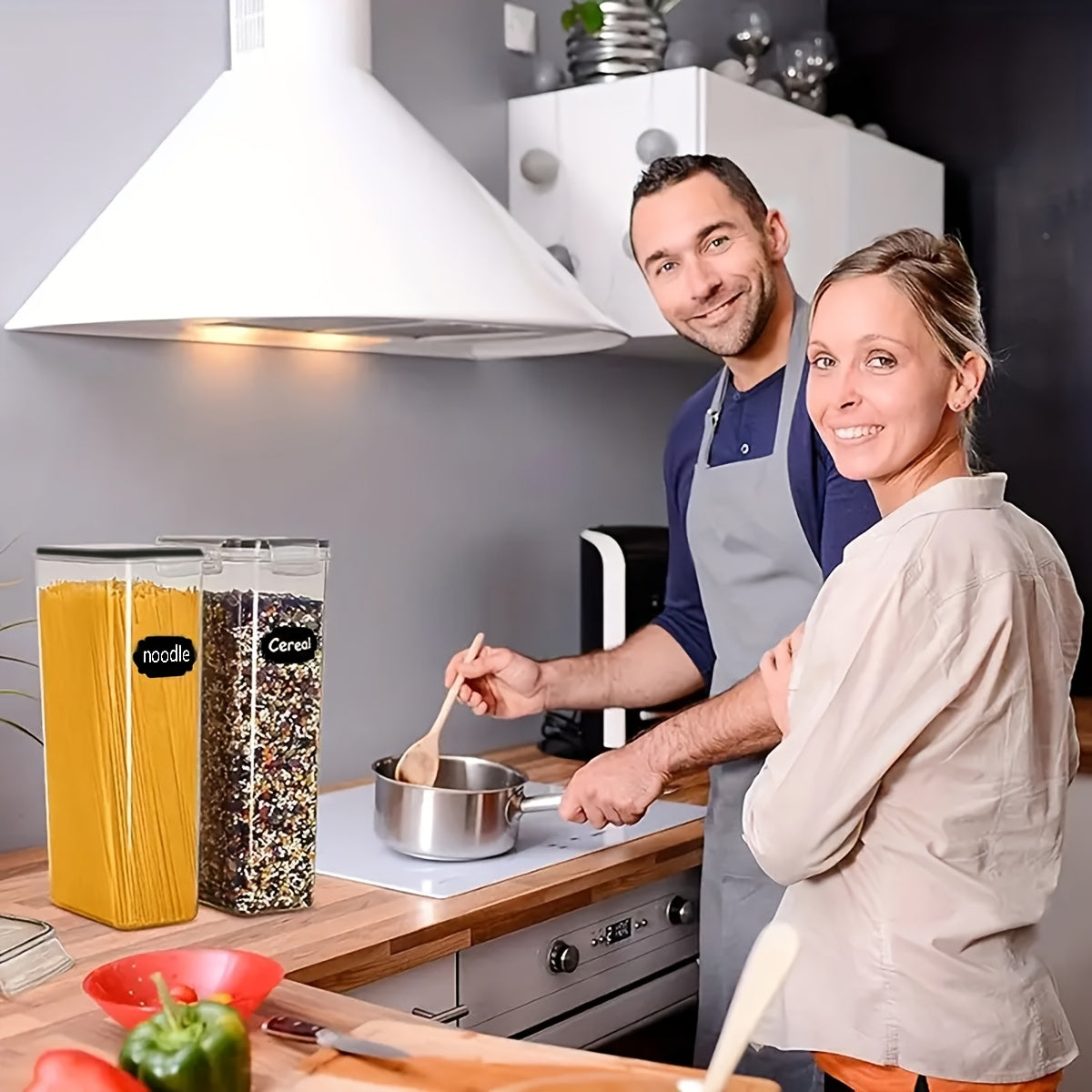 Boîtes de conservation hermétiques avec couvercles, sans BPA – Récipients de rangement de garde-manger en plastique avec fermeture à clapet pour riz, céréales, pâtes, farine et sucre, empilables, ensembles de 6 à 84 pièces