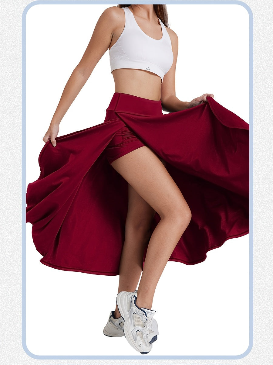 Jupe-short 2 en 1 taille haute pour femme avec short intégré et poches – Jupe de tennis de sport légère et extensible pour le fitness, la gym et le quotidien, XS-XXL, coloris variés