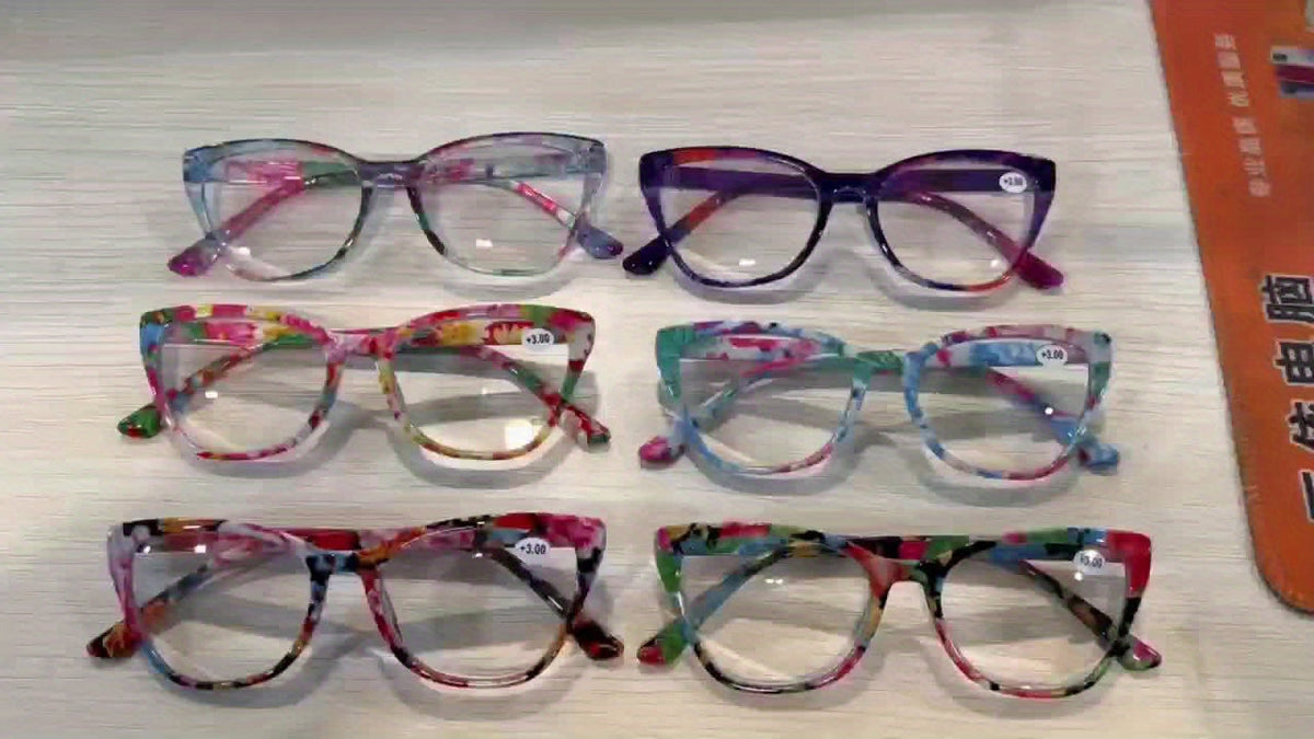 Lot de 6 lunettes de lecture anti-lumière bleue pour hommes et femmes – Charnières à ressort, verres sans correction pour hypermétropes, puissances de +0,0 à +4,0, lunettes élégantes pour ordinateur et téléphone, lot économique en gros