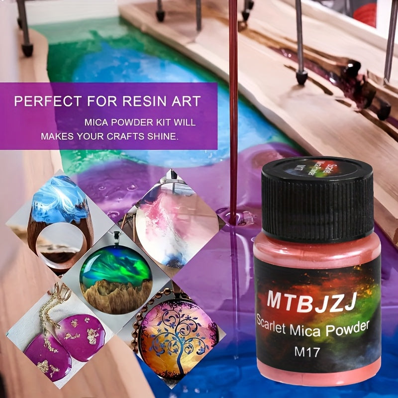 Set de 28 poudres de pigments pour résine – Pigments fins sans bulles pour art en résine, création de bijoux, bricolage et débutants, couleurs variées éclatantes – Qu Gofang