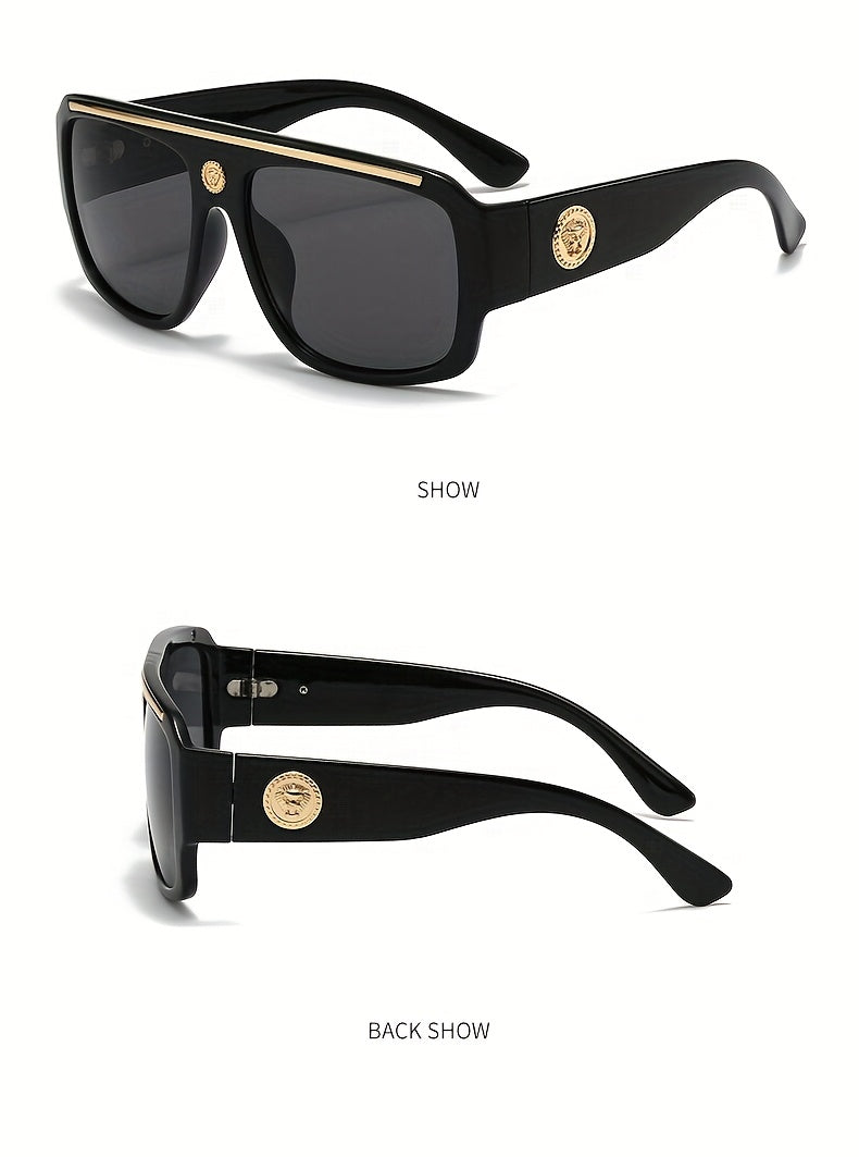 Lot de 2 lunettes de mode carrées Cyberpunk pour homme avec monture en métal – Lunettes de soleil légères style urbain pour homme, 8 options de couleur, usage quotidien et cadeau