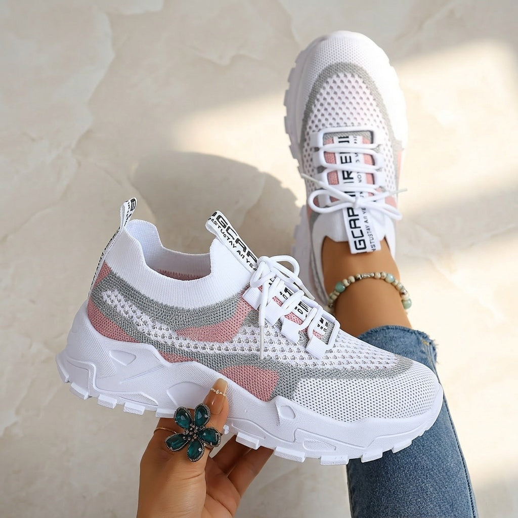 Baskets basses décontractées pour femme avec semelle épaisse en PVC – Tennis légères et respirantes pour la salle de sport, le running et le quotidien | Chaussures de sport pour femme, tailles US 5-10, disponibles en vert, noir, rose et bleu