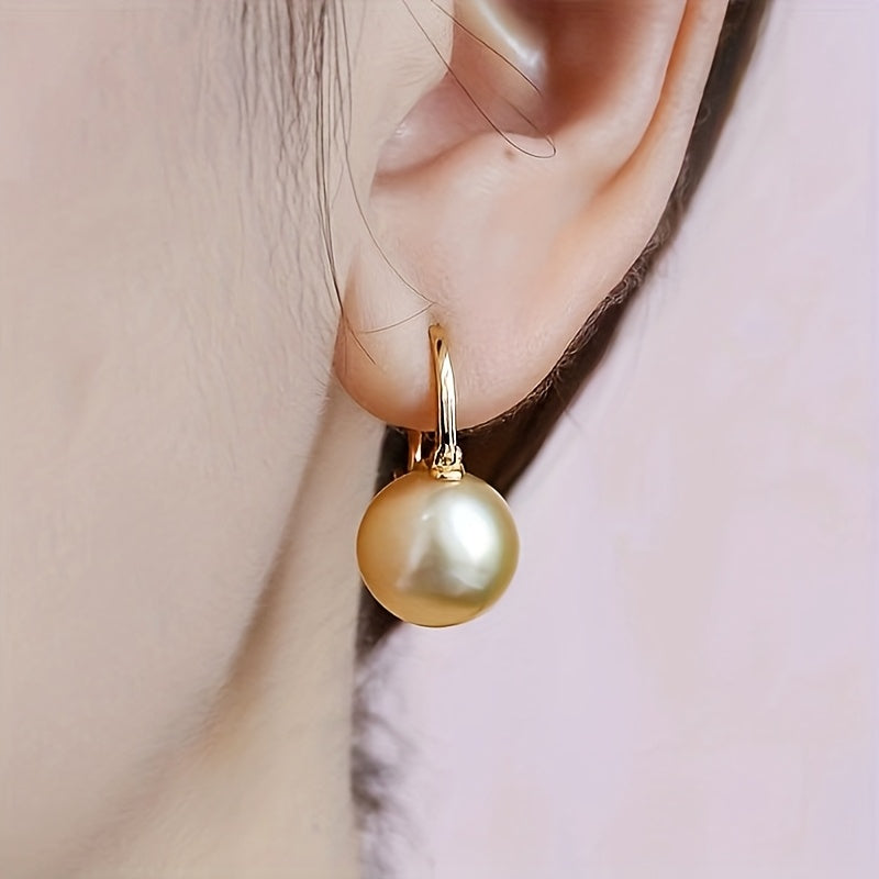 Boucles d'oreilles pendantes en argent sterling 925 avec perles pour femmes – Design rond rétro et élégant, hypoallergéniques, légères, parfaites pour le quotidien, les fêtes et les cadeaux