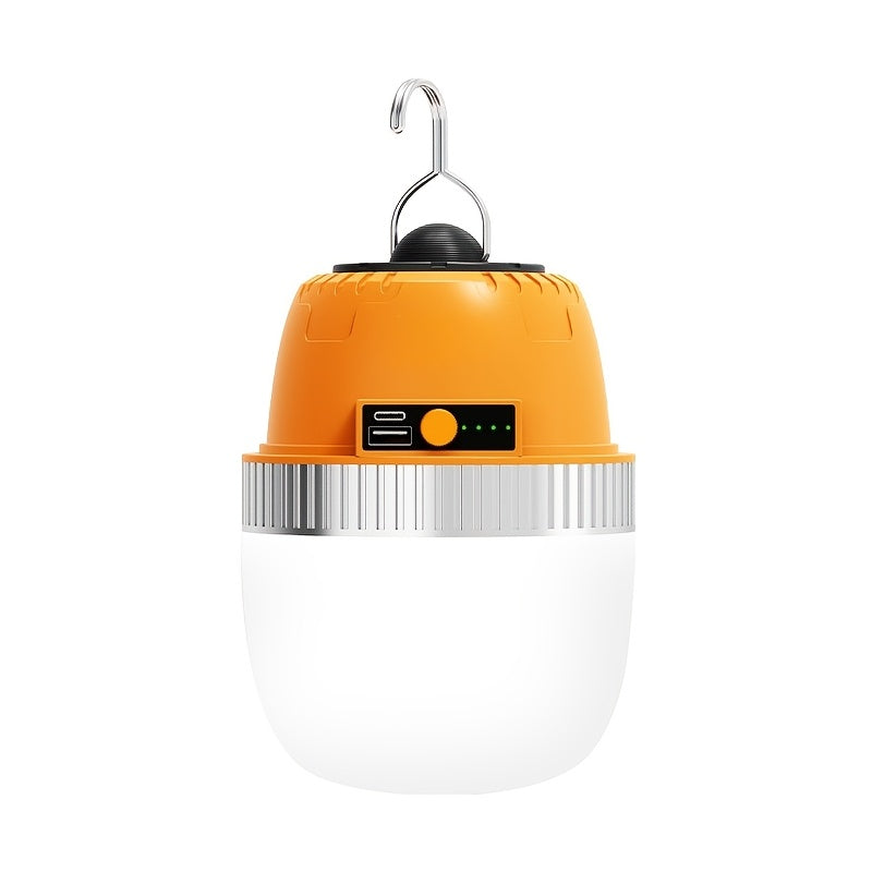 Lanterne de camping LED rechargeable par USB avec batterie externe intégrée, lampe de tente portable ultra-lumineuse pour camping, barbecue, terrasse, extérieur et urgences, recharge les téléphones portables, design autoportant et suspendu
