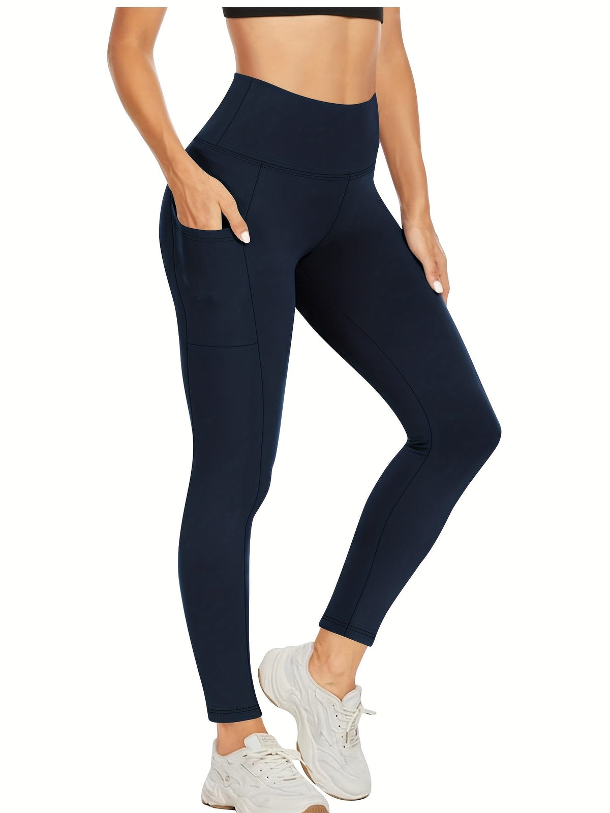 Legging de yoga taille haute pour femme avec contrôle du ventre et effet push-up – Legging doux, élastique et respirant pour le fitness, le cyclisme, la course et le yoga, noir, gris foncé, bordeaux, bleu marine, tailles S-XXL