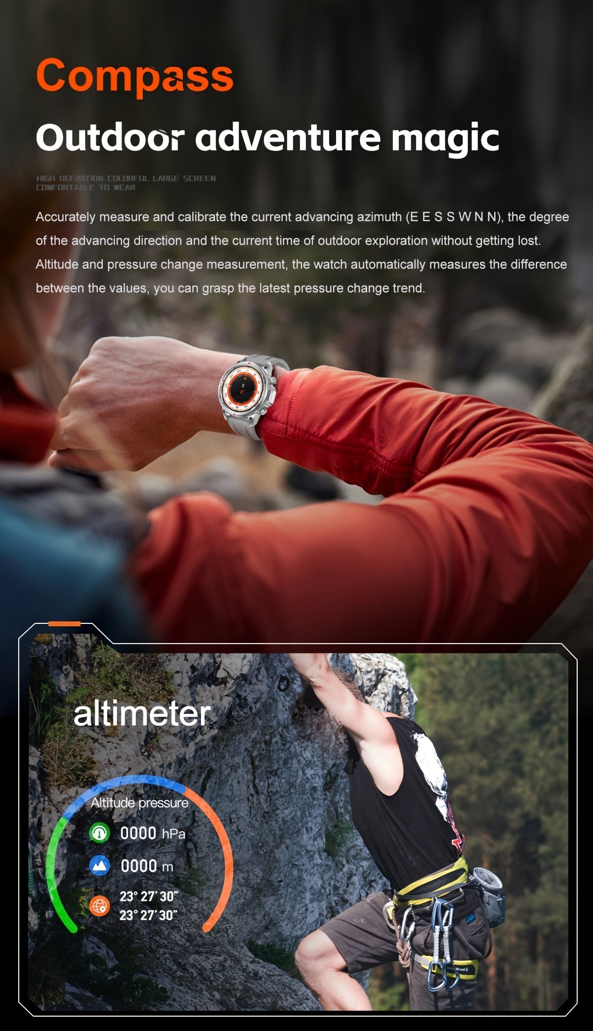 Montre connectée GPS pour homme – Écran HD 360×360, commande vocale IA, appels sans fil, NFC, boussole, éclairage LED, suivi de trajectoire, tracker de fitness pour sports de plein air, cadeau pour la fête des Pères