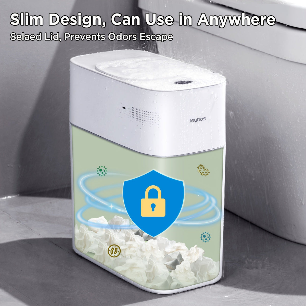 Poubelle intelligente automatique 14 L (3,8 gallons) – Capteur de mouvement sans contact, sacs auto-déployants par aspiration d'air, design fin anti-odeurs pour salle de bain, cuisine, bureau et chambre – Lot de 1 ou 2