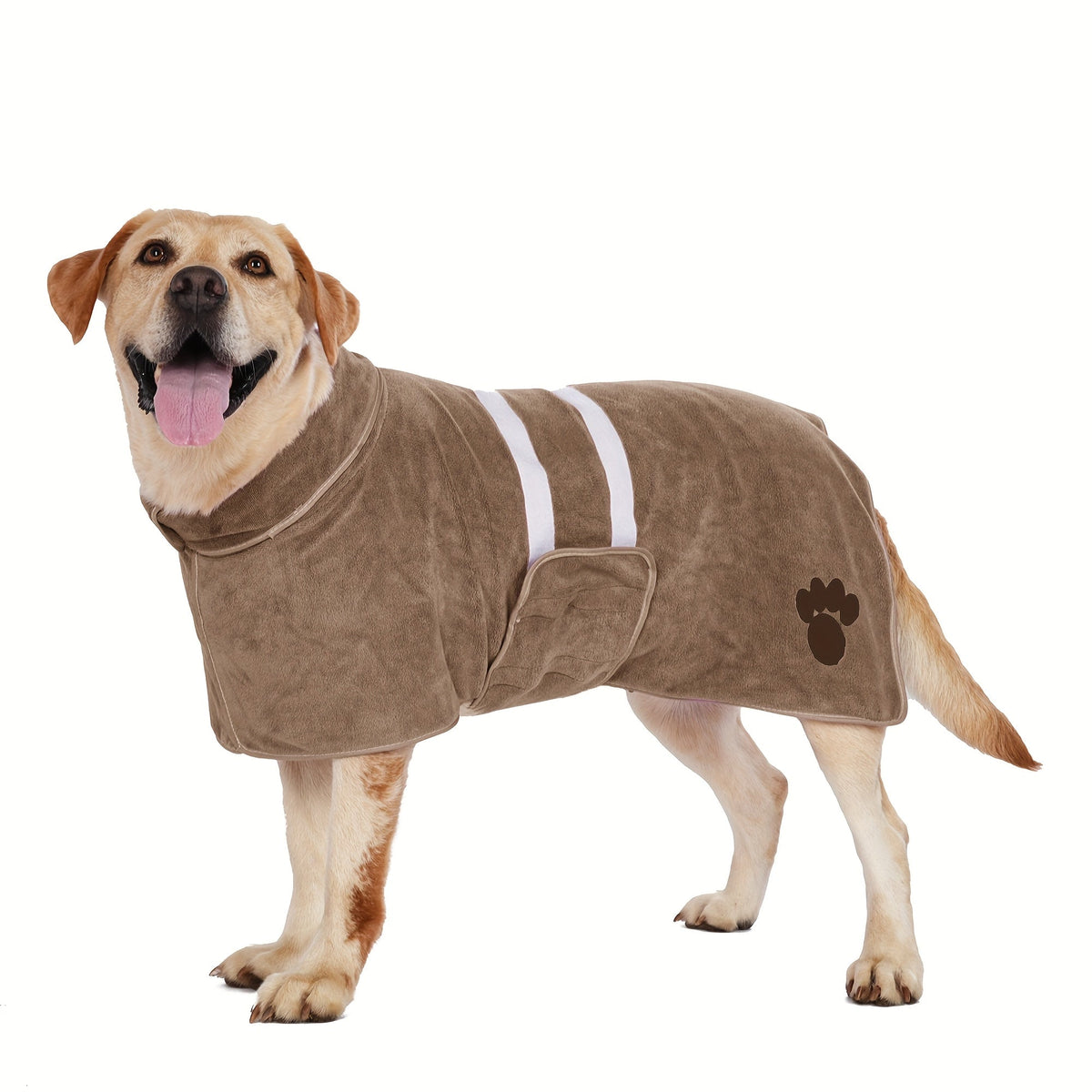 Peignoir de bain à séchage rapide pour chiens et chats – Manteau en microfibre absorbante avec détail brodé, peignoir de séchage mains libres pour chiens moyens et grands après le bain, la baignade ou la pluie