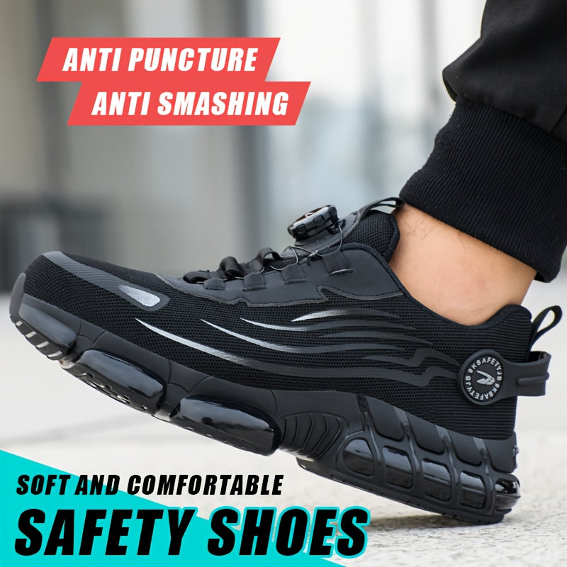 Chaussures de sécurité à embout en acier pour hommes, antidérapantes, respirantes, baskets à embout composite, bottes de travail de construction résistantes à l'abrasion, noir/gris foncé, US 6-11