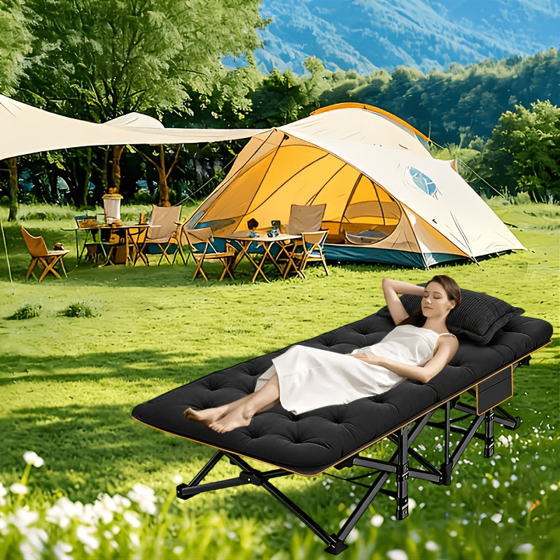 Lit de camp pliant robuste avec matelas pour adultes – Capacité de 500/600/700 lb, lit d'extérieur portable avec sac de transport pour tentes, camping et voyages – 3 modèles, 3 couleurs