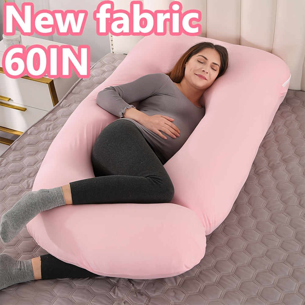 Oreiller de maternité en forme de J, coussin de grossesse corps entier avec taie d'oreiller – soutien du dos, des jambes et du ventre pour un sommeil réparateur, tailles 41" et 60", coloris et tissus variés, idéal comme cadeau de naissance