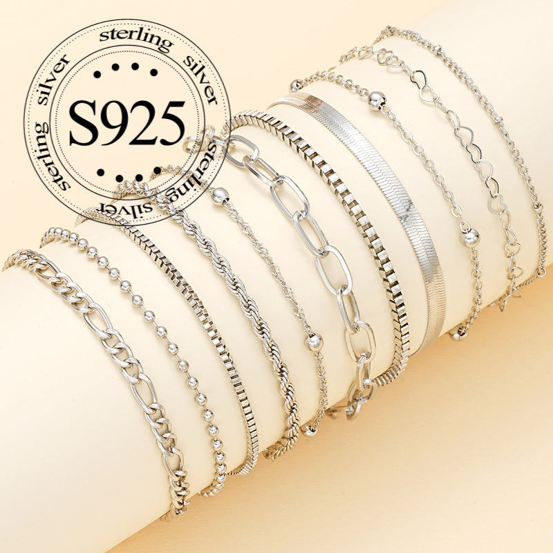 Ensemble de 11 bracelets jonc en argent sterling 925 type chaîne serpent pour femme – Bracelets torsadés bohèmes empilables, parure de bijoux vintage, cadeau idéal pour elle