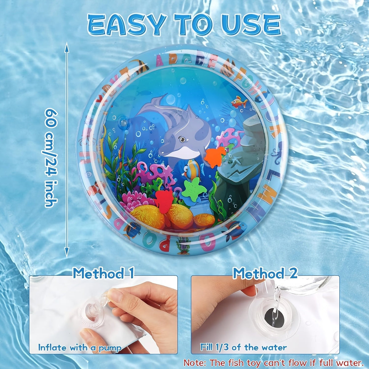 Tapis de jeu aquatique interactif pour chat avec poissons flottants – Jouet sensoriel en PVC anti-éclaboussures pour chats d'intérieur, sans pile nécessaire, tapis ludique anti-ennui pour races moyennes