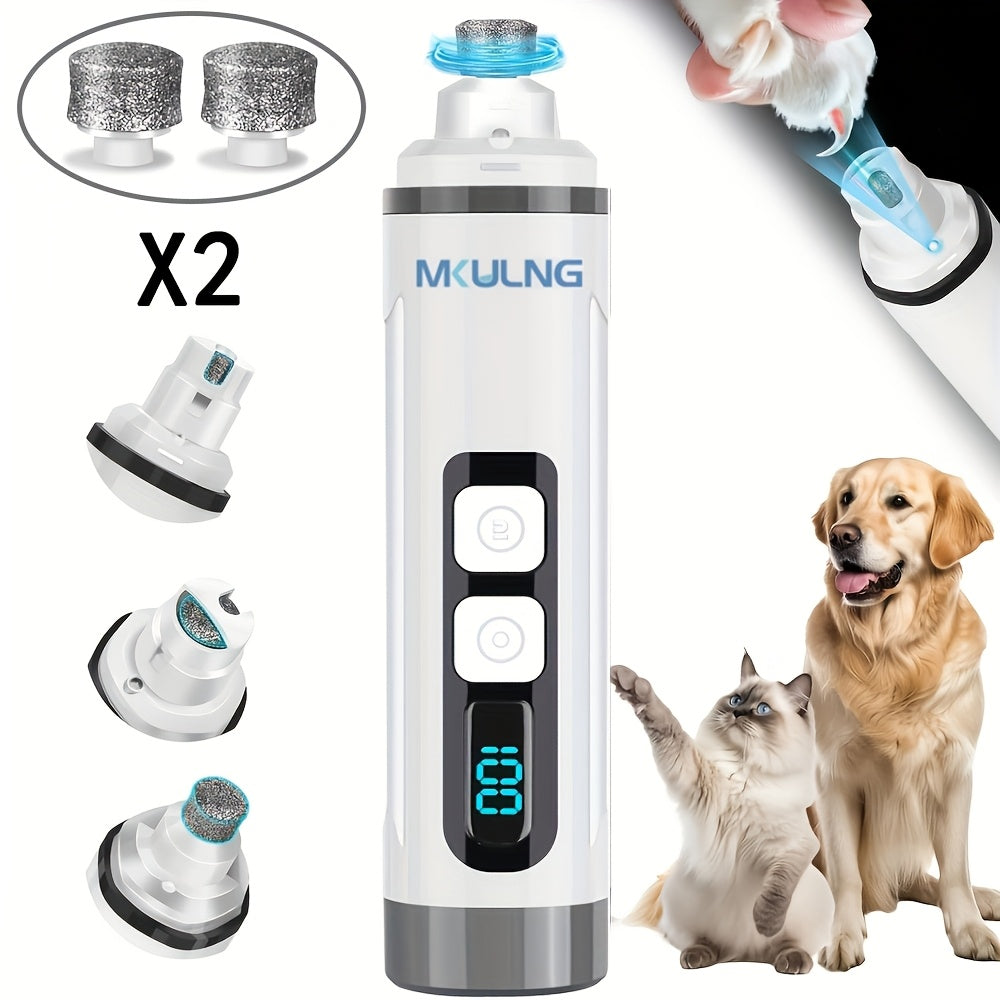 Coupe-griffes électrique silencieux pour animaux avec lumière LED – Kit de tondeuse rechargeable amélioré à 3 vitesses, entretien des pattes sans douleur pour chiens et chats de petite, moyenne et grande taille
