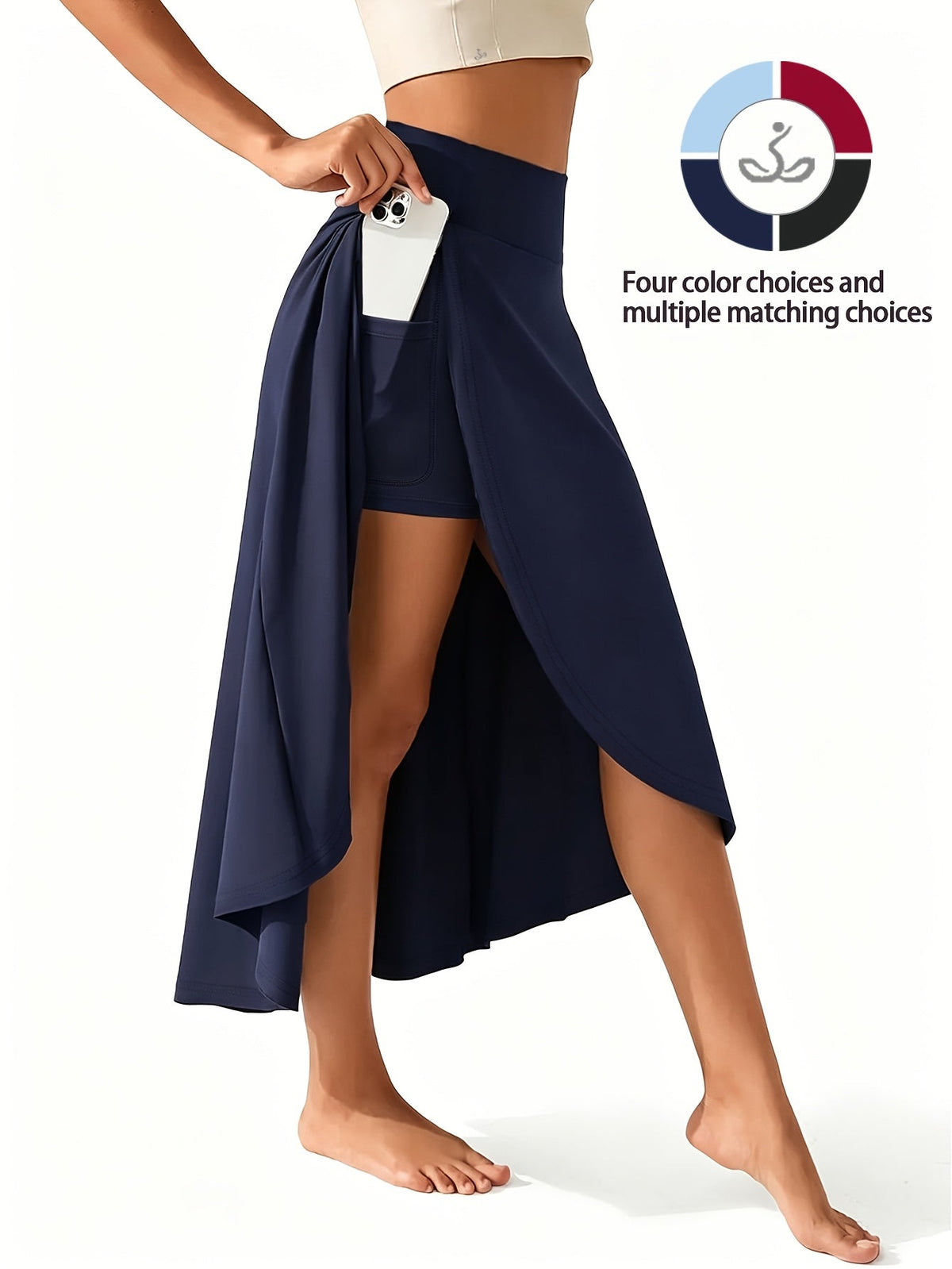 Jupe-short 2 en 1 taille haute pour femme avec short intégré et poches – Jupe de tennis de sport légère et extensible pour le fitness, la gym et le quotidien, XS-XXL, coloris variés